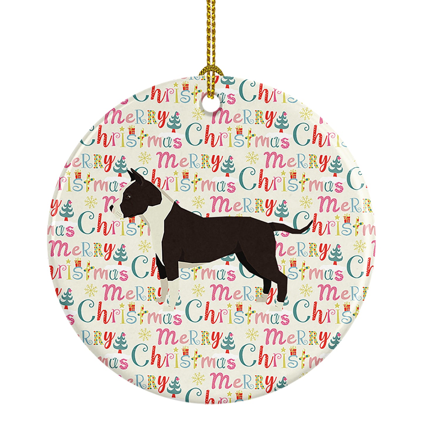 Buy this American Staffordshire Terrier Merry Christmas Ceramic Ornament