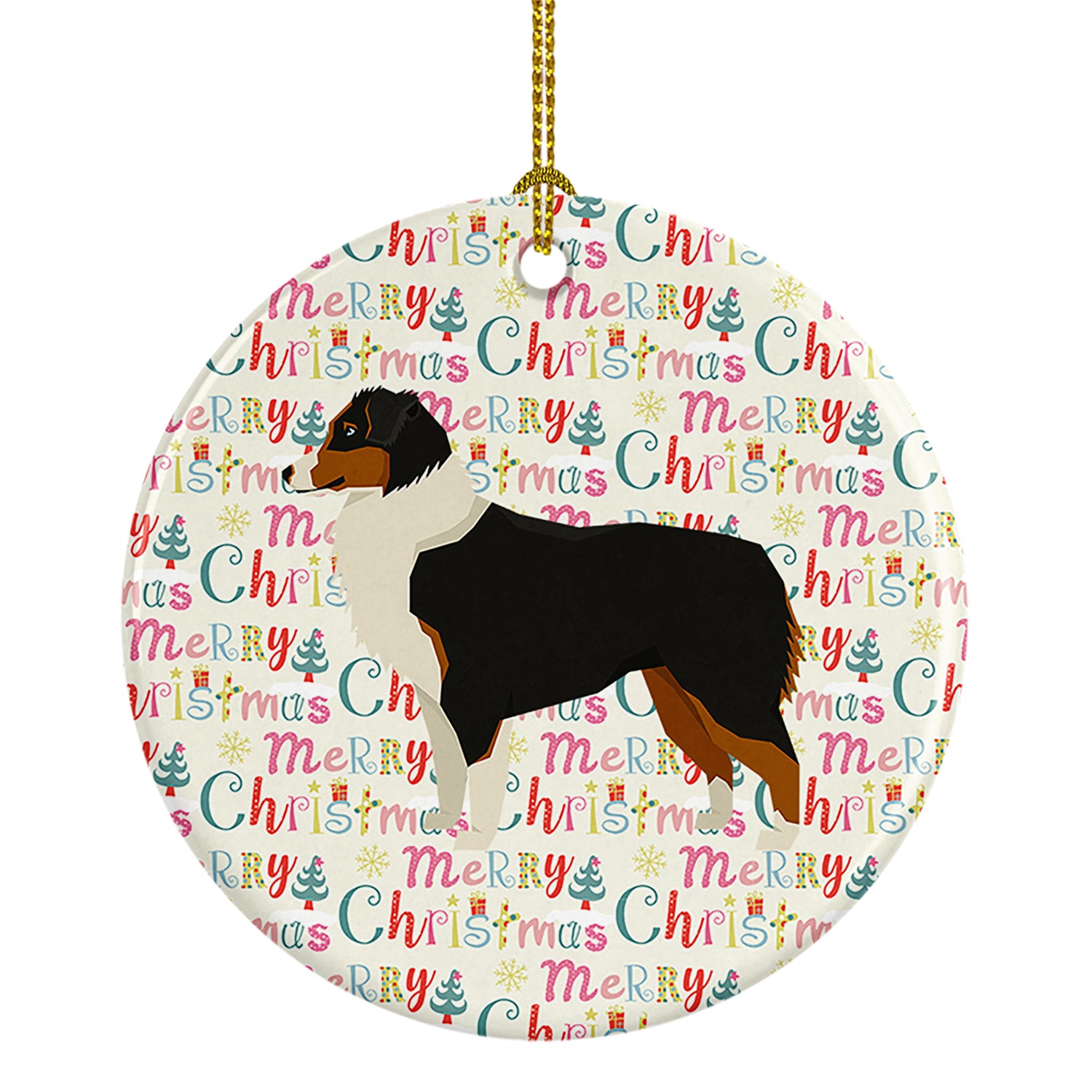 Buy this Australian Shepherd Merry Christmas Ceramic Ornament