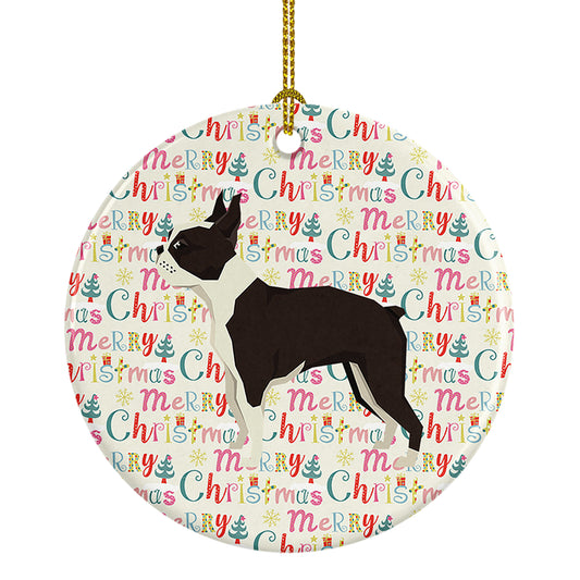 Buy this Boston Terrier Merry Christmas Ceramic Ornament