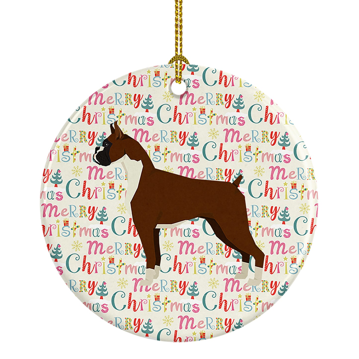 Buy this Boxer Merry Christmas Ceramic Ornament