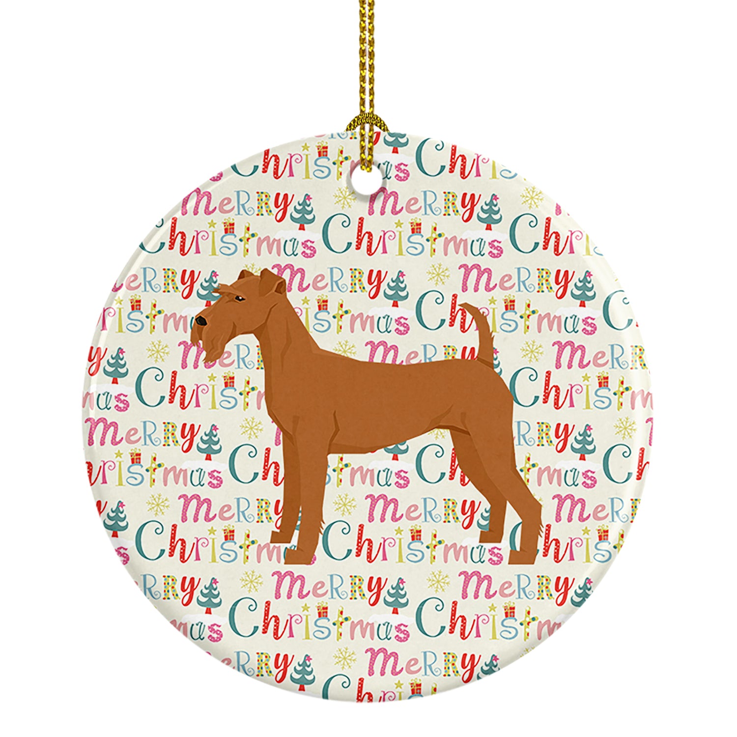 Buy this Irish Terrier Merry Christmas Ceramic Ornament