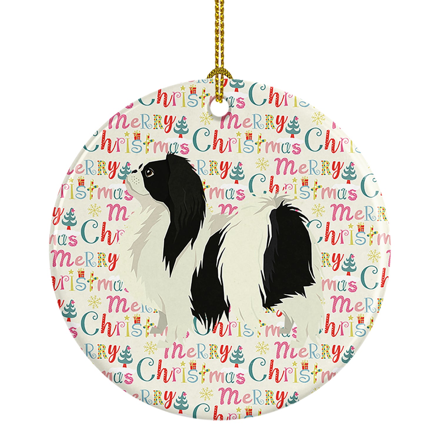 Buy this Japanese Chin Merry Christmas Ceramic Ornament