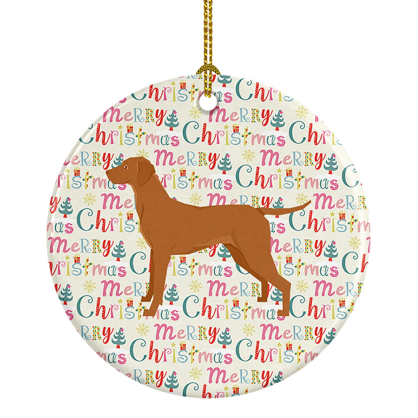 Buy this Vizsla Merry Christmas Ceramic Ornament