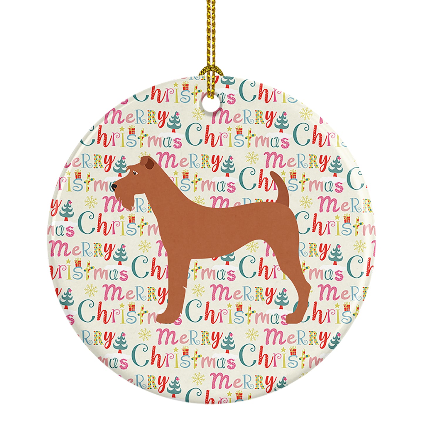 Buy this Irish Terrier Merry Christmas Ceramic Ornament