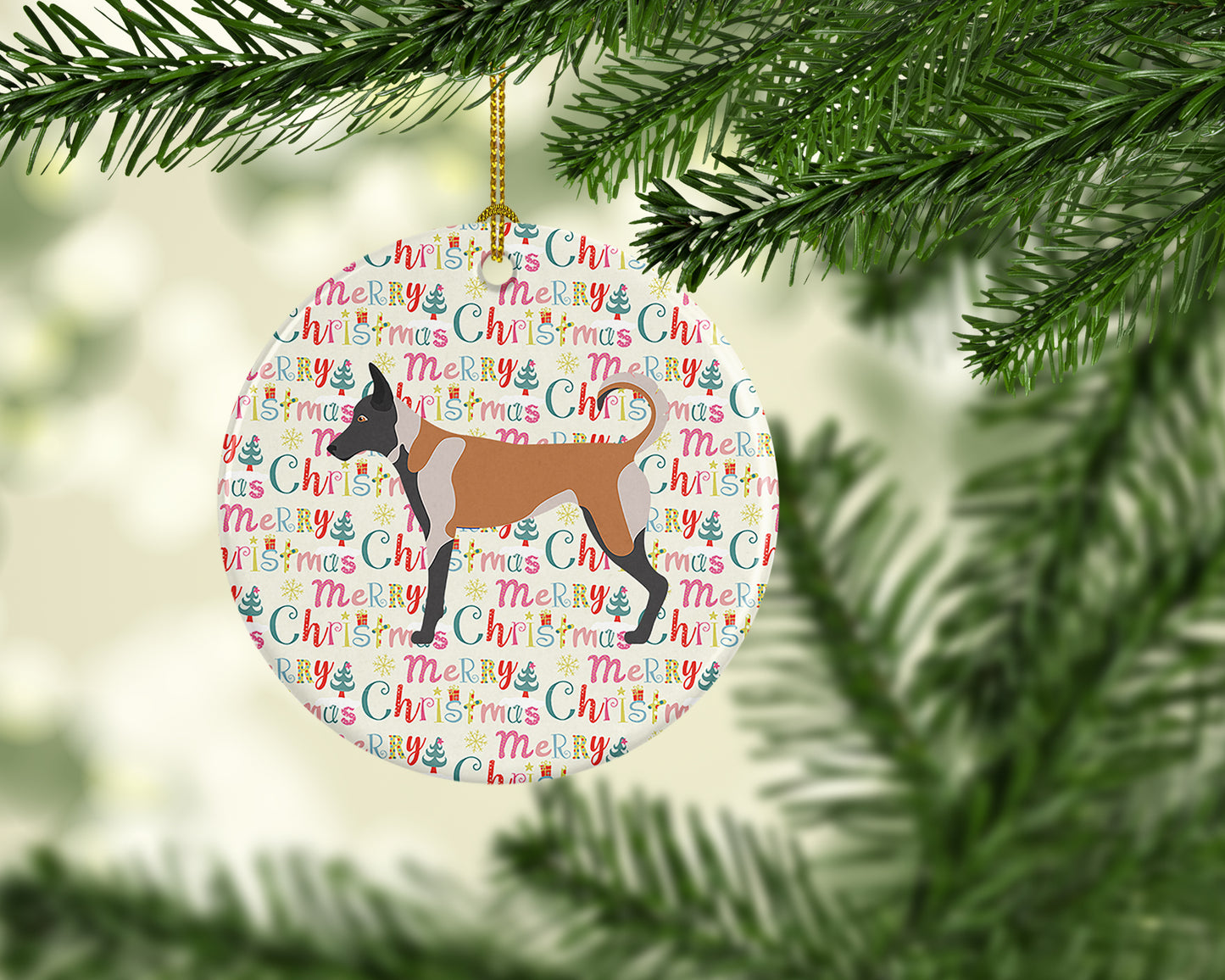 Belgian Malinois Merry Christmas Ceramic Ornament