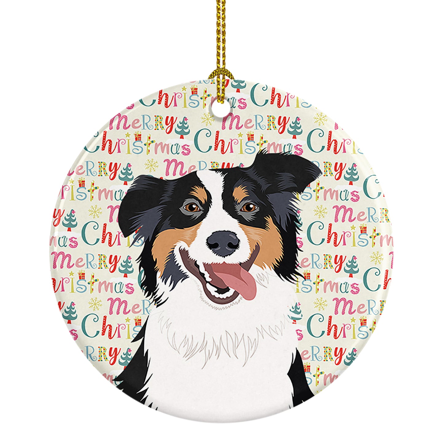 Buy this Australian Shepherd Black Tricolor #2 Christmas Ceramic Ornament