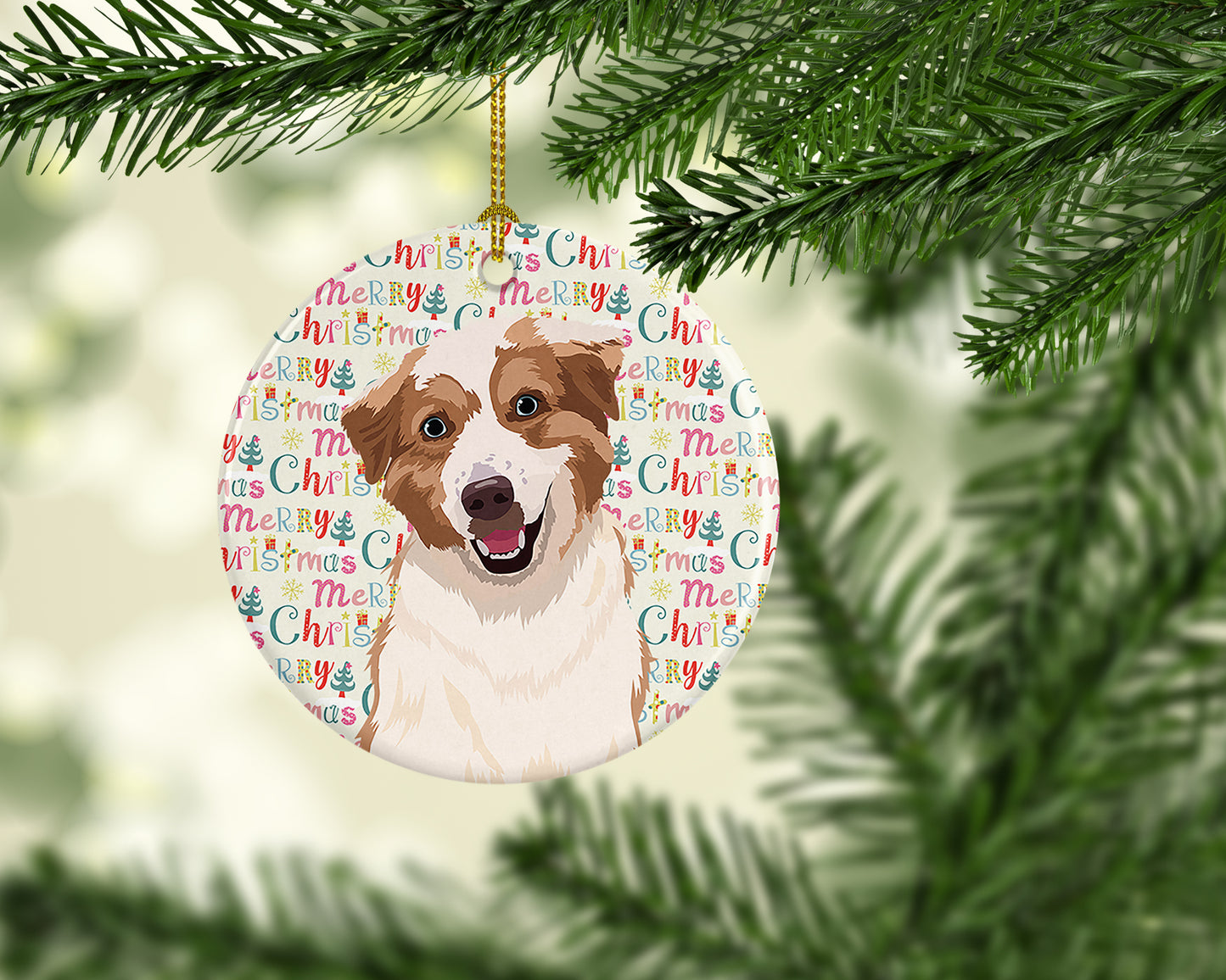 Australian Shepherd Red and White #1 Christmas Ceramic Ornament