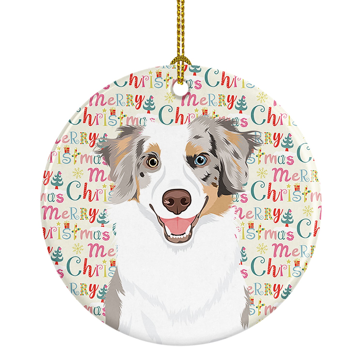 Buy this Australian Shepherd Red Merle Tricolor #1 Christmas Ceramic Ornament