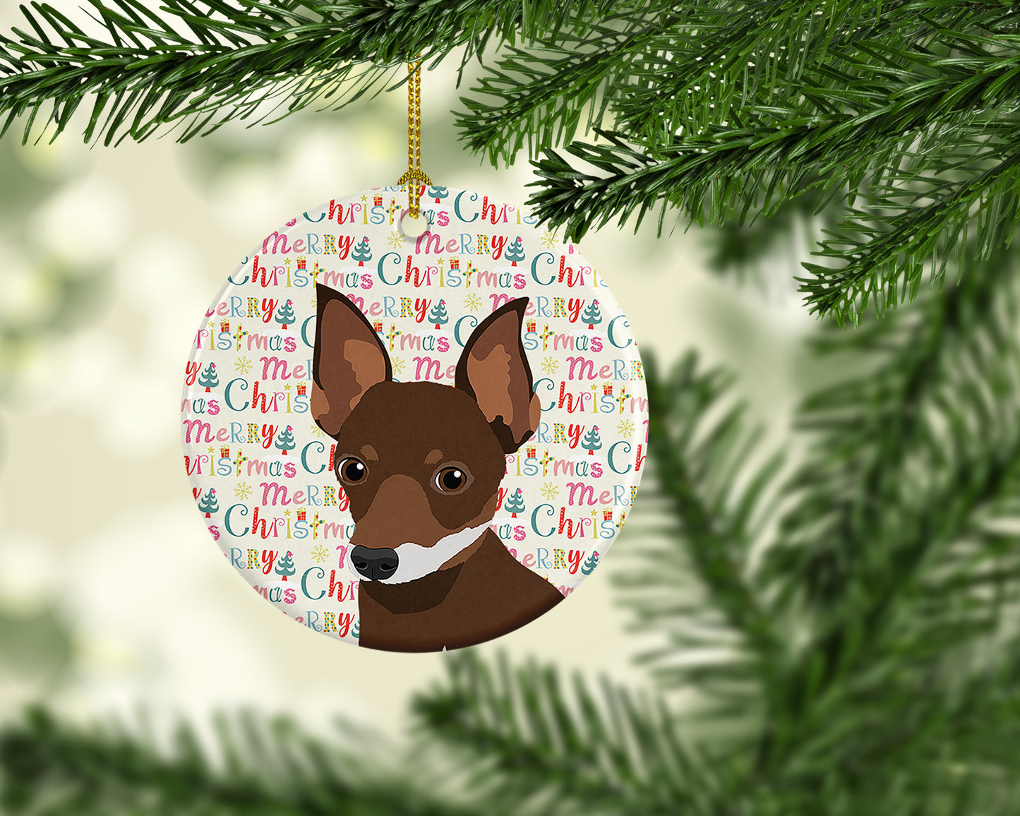 Chihuahua Chocolate and White #2 Christmas Ceramic Ornament