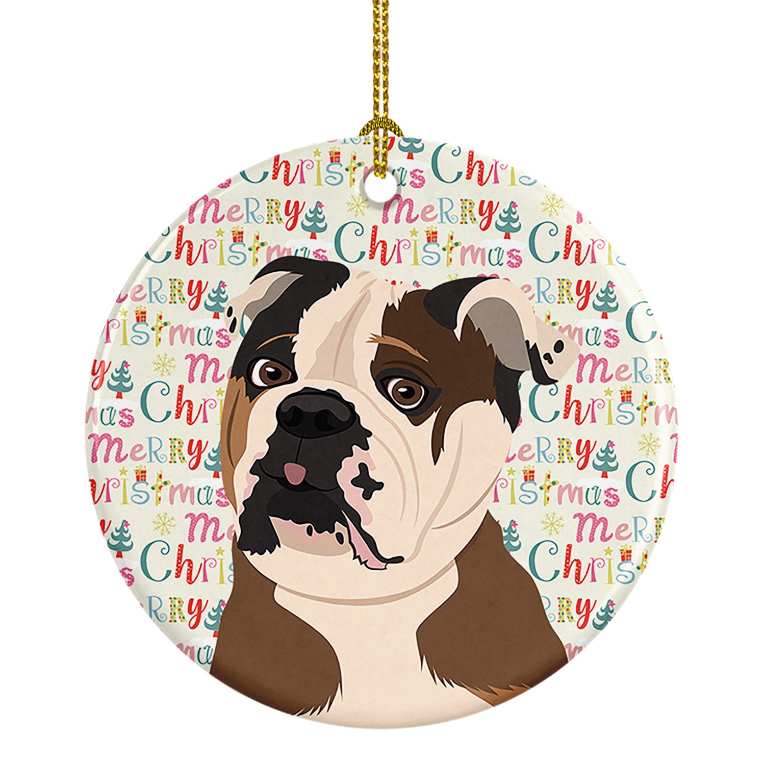 Buy this English Bulldog Chocolate Tan Christmas Ceramic Ornament