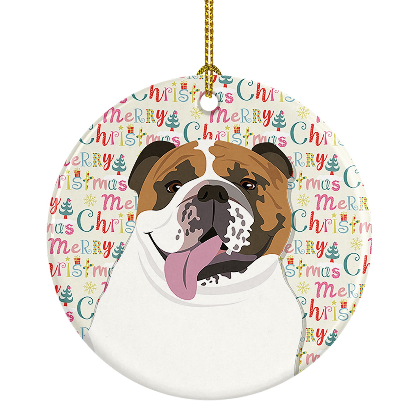 Buy this English Bulldog Tricolor #1 Christmas Ceramic Ornament