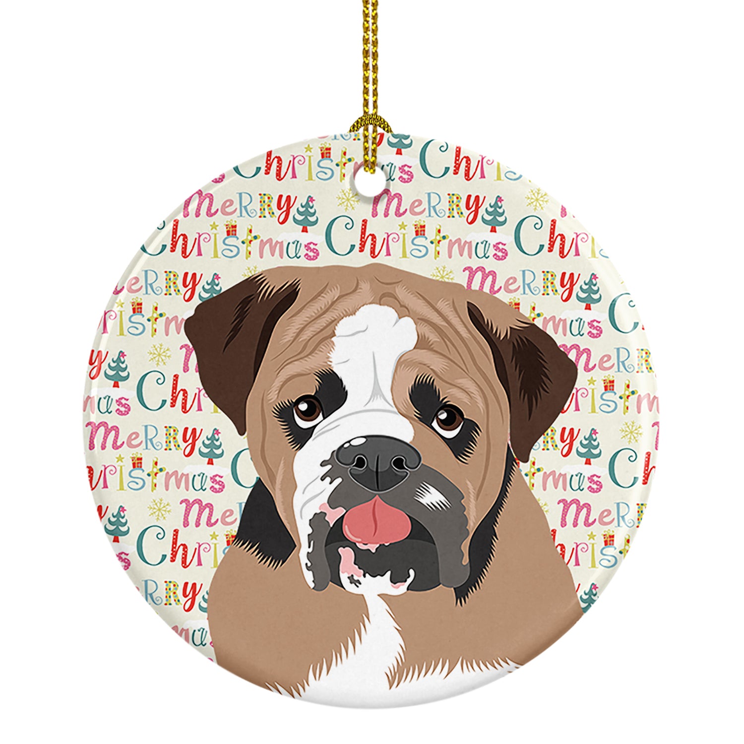 Buy this English Bulldog Tricolor #4 Christmas Ceramic Ornament