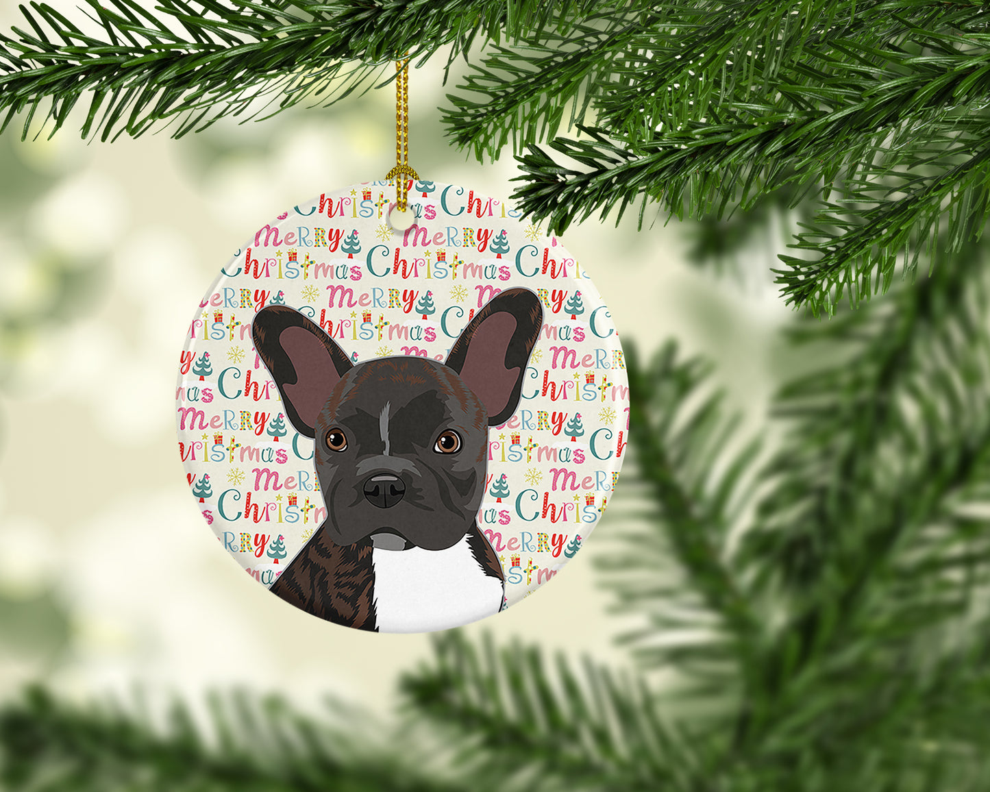 French Bulldog Brindle #2 Christmas Ceramic Ornament