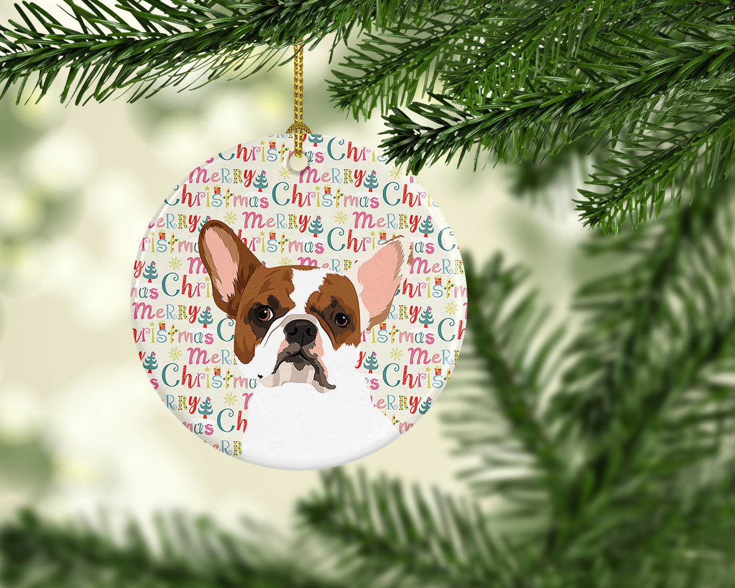 French Bulldog White #2 Christmas Ceramic Ornament