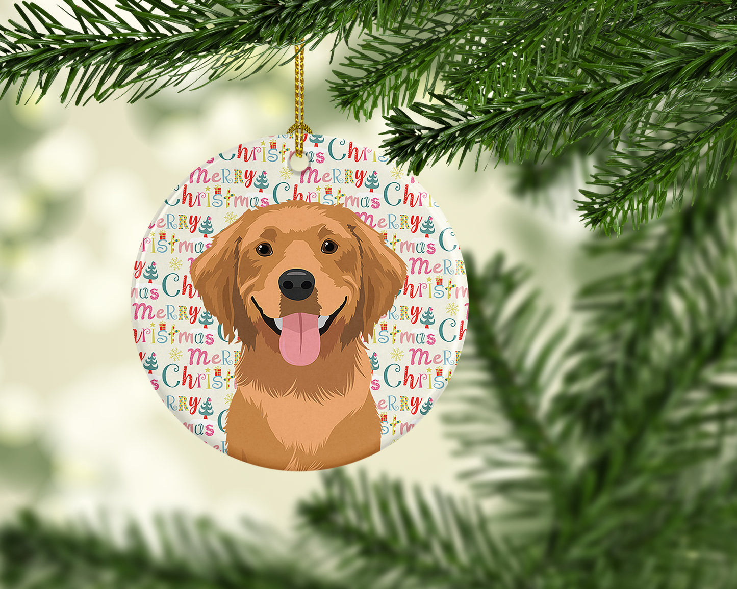 Golden Retriever Red #2 Christmas Ceramic Ornament