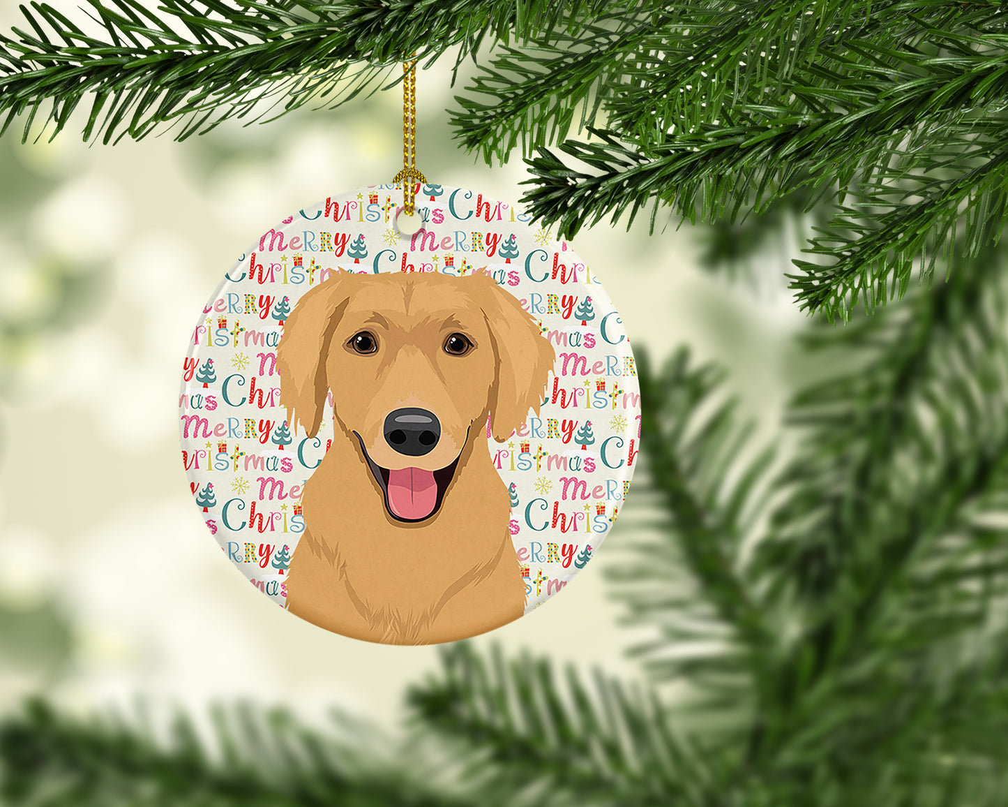 Golden Retriever Gold #2 Christmas Ceramic Ornament
