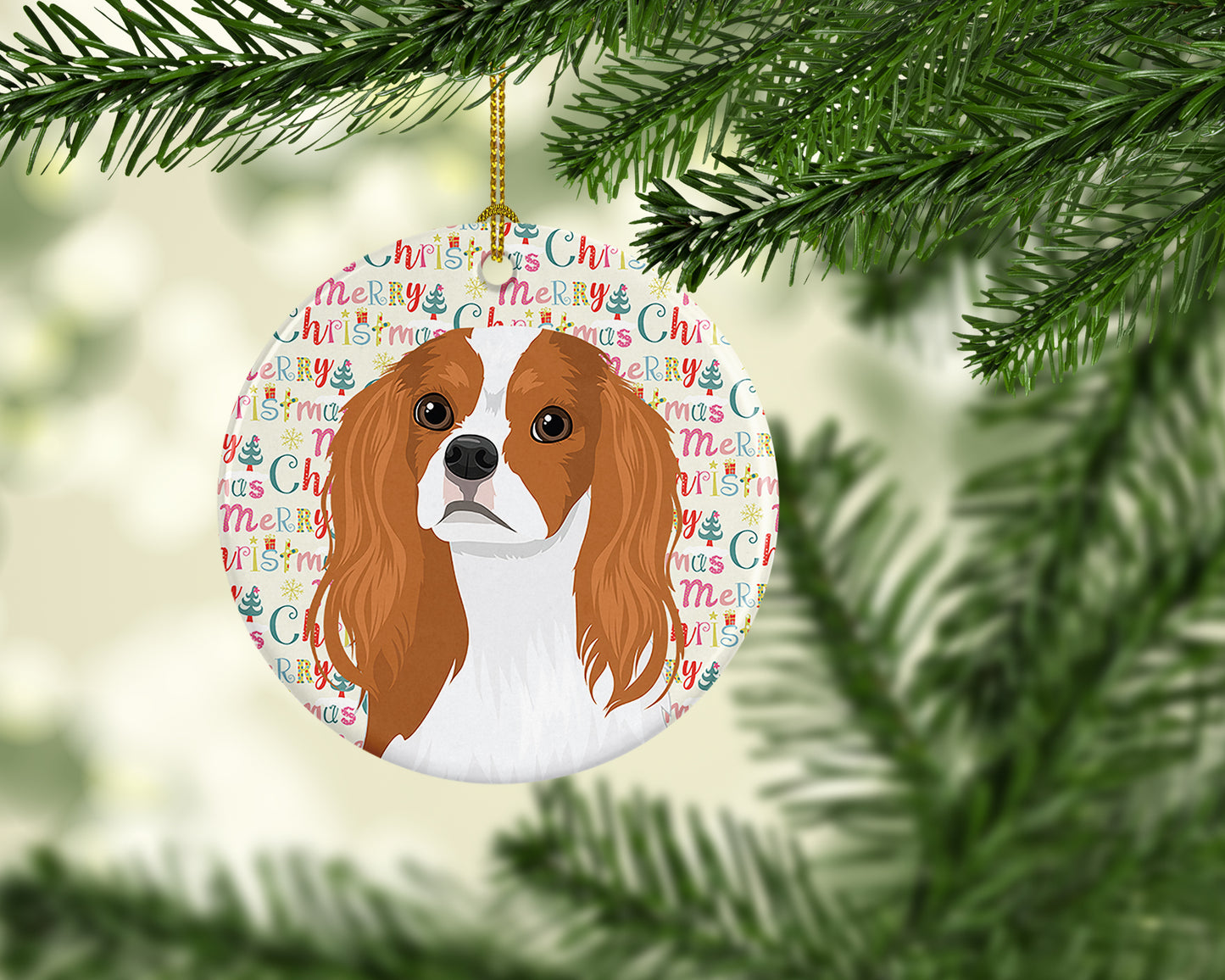 Cavalier King Charles Spaniel Blenheim #1 Christmas Ceramic Ornament