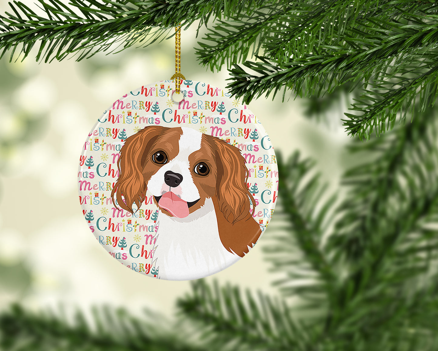 Cavalier King Charles Spaniel Blenheim #2 Christmas Ceramic Ornament