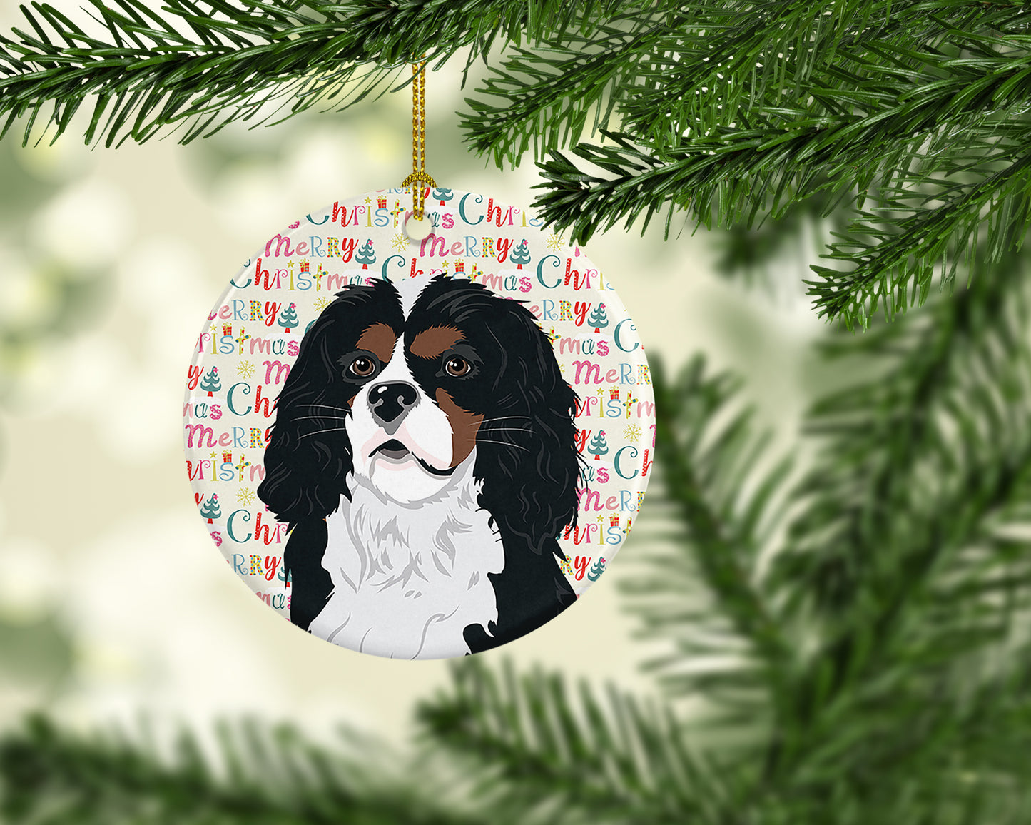 Cavalier King Charles Spaniel Tricolor #1 Christmas Ceramic Ornament