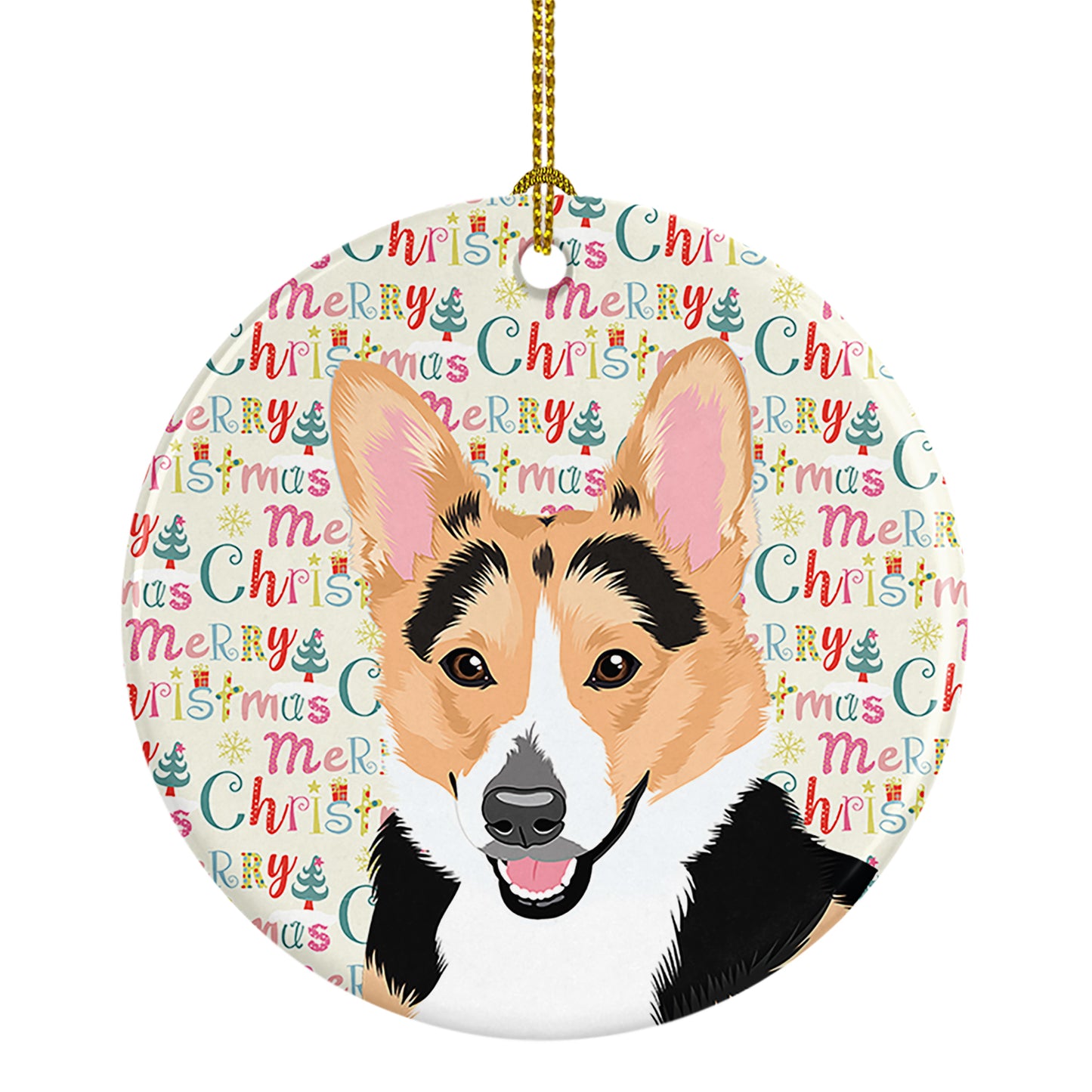 Buy this Pembroke Welsh Corgi Tricolor Red-Headed Christmas Ceramic Ornament