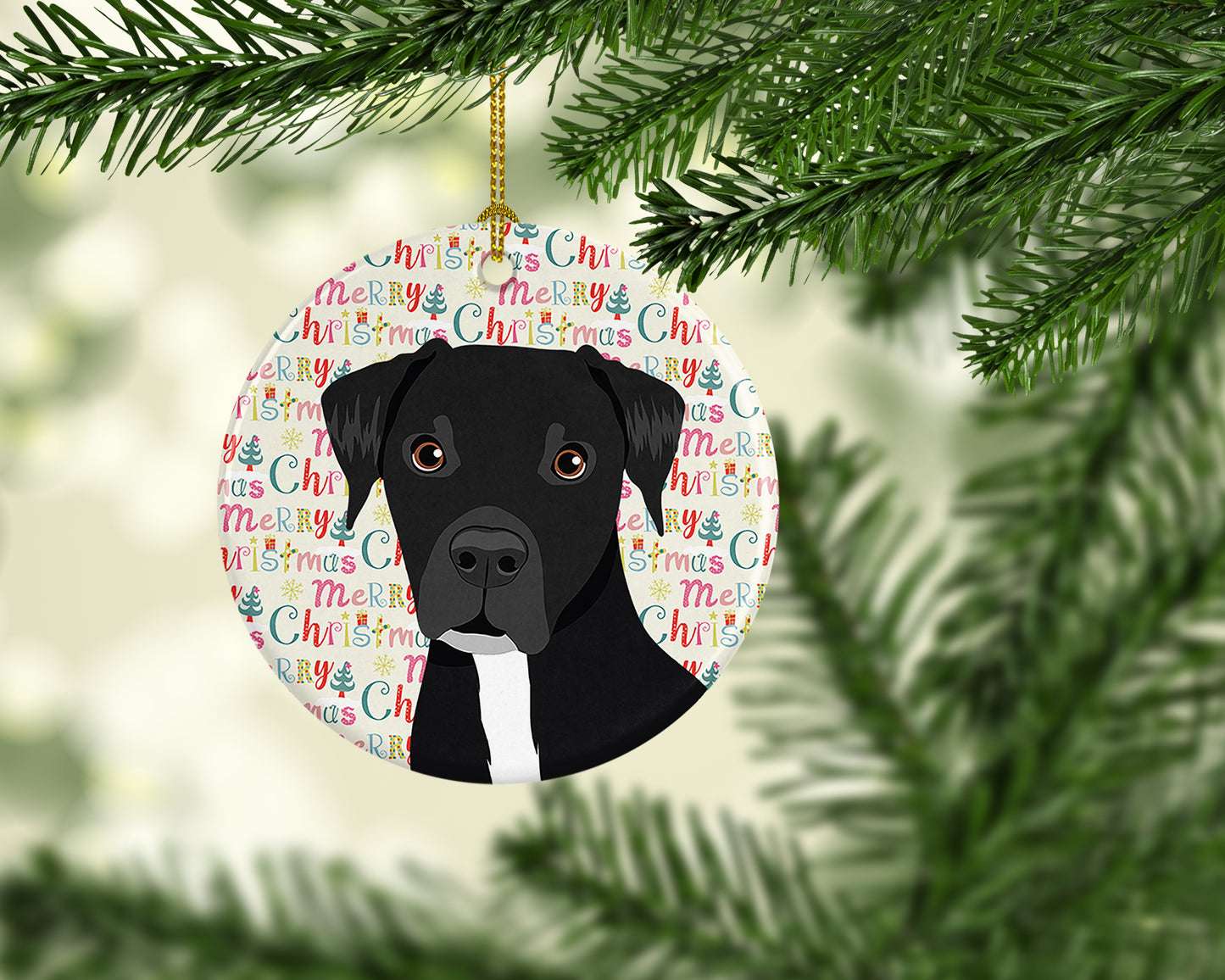 Pit Bull Black #1 Christmas Ceramic Ornament