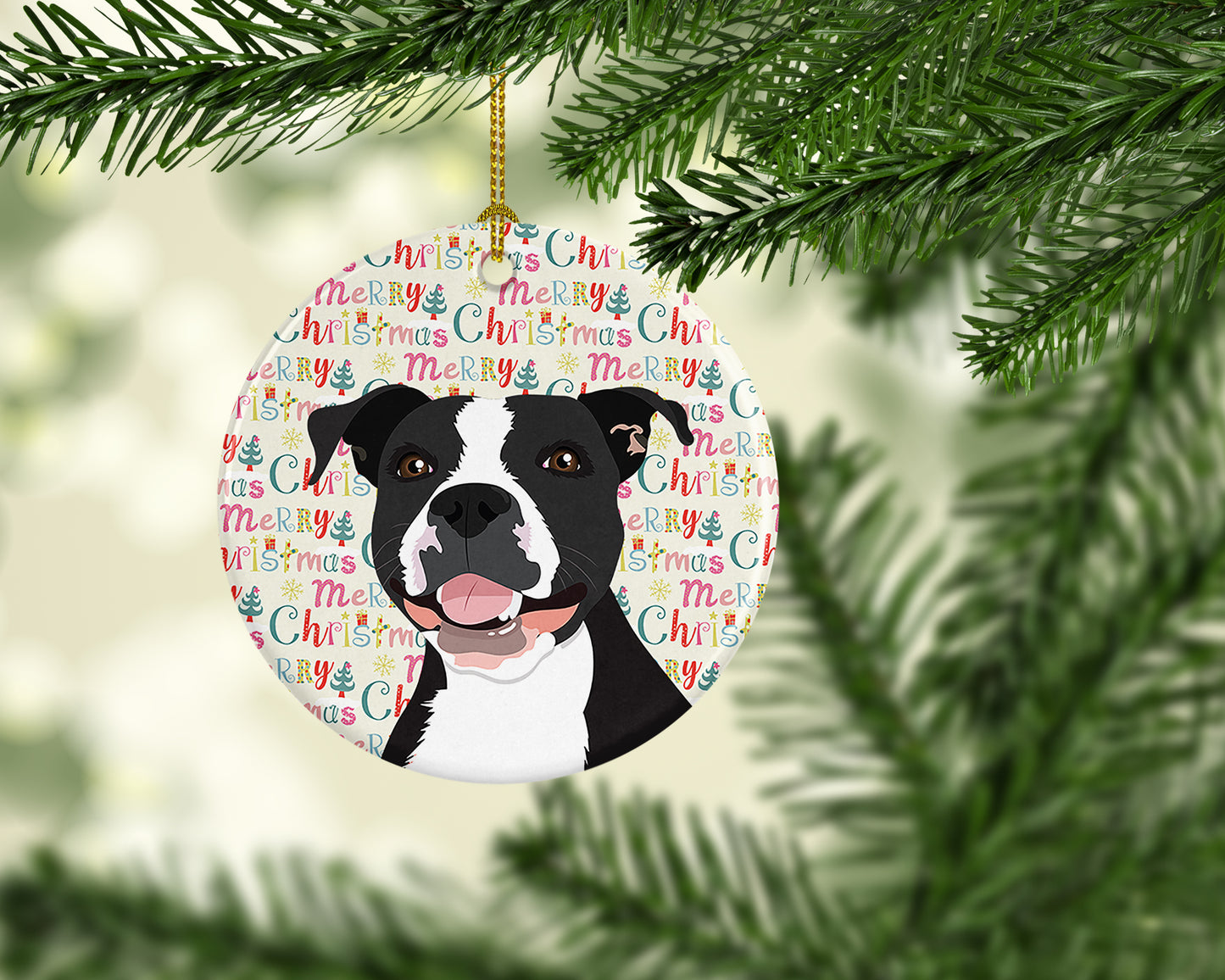 Pit Bull Black #3 Christmas Ceramic Ornament