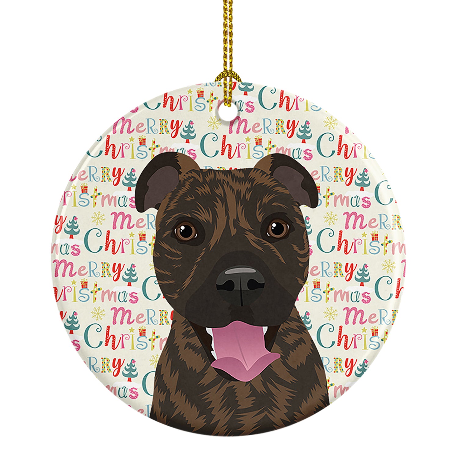 Buy this Pit Bull Brindle #1 Christmas Ceramic Ornament