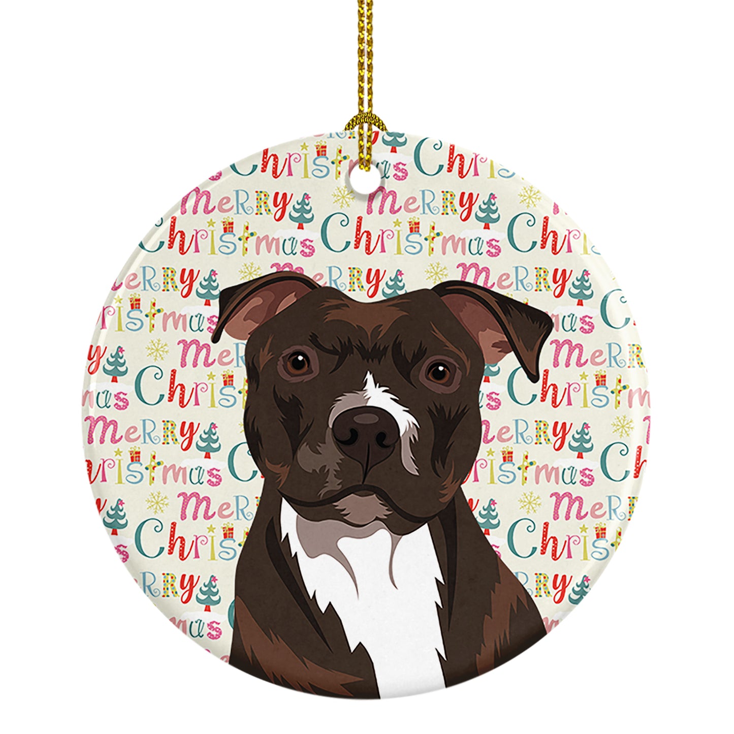 Buy this Pit Bull Brindle #2 Christmas Ceramic Ornament