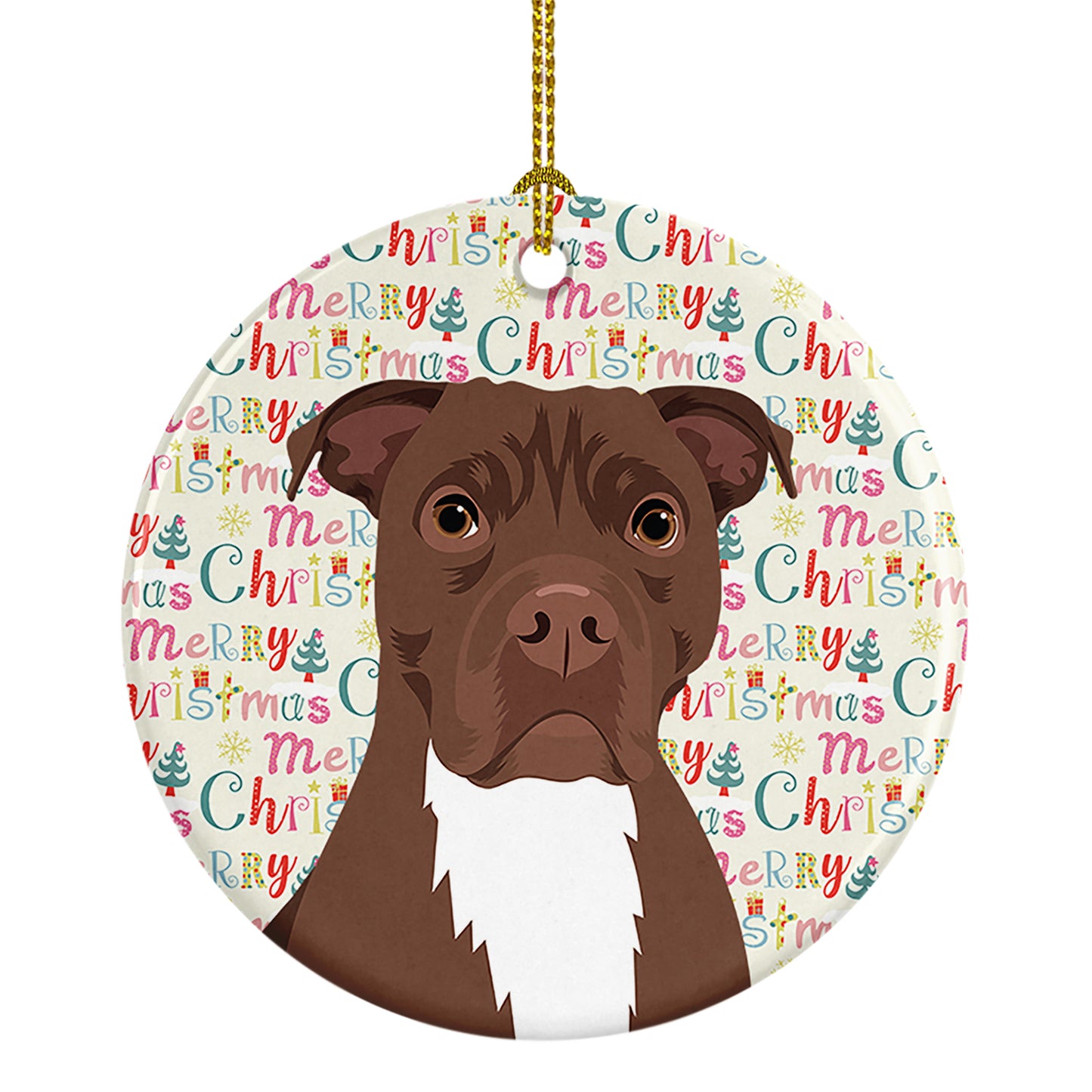 Buy this Pit Bull Chocolate Christmas Ceramic Ornament