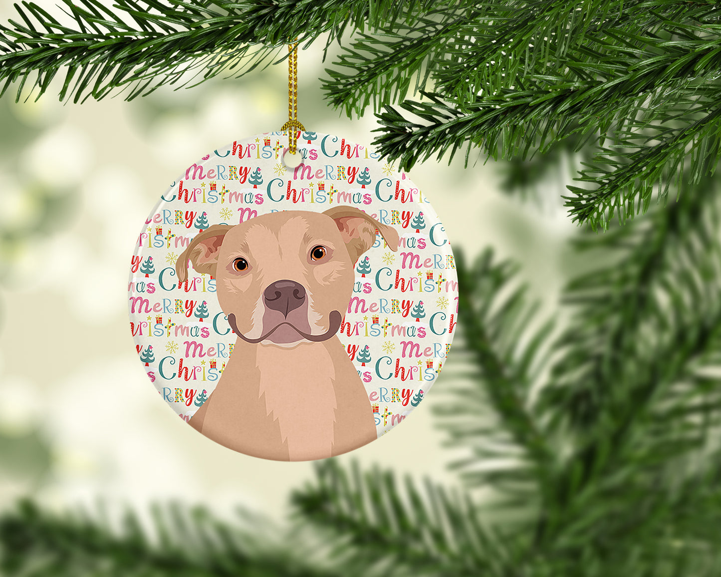 Pit Bull Fawn #1 Christmas Ceramic Ornament