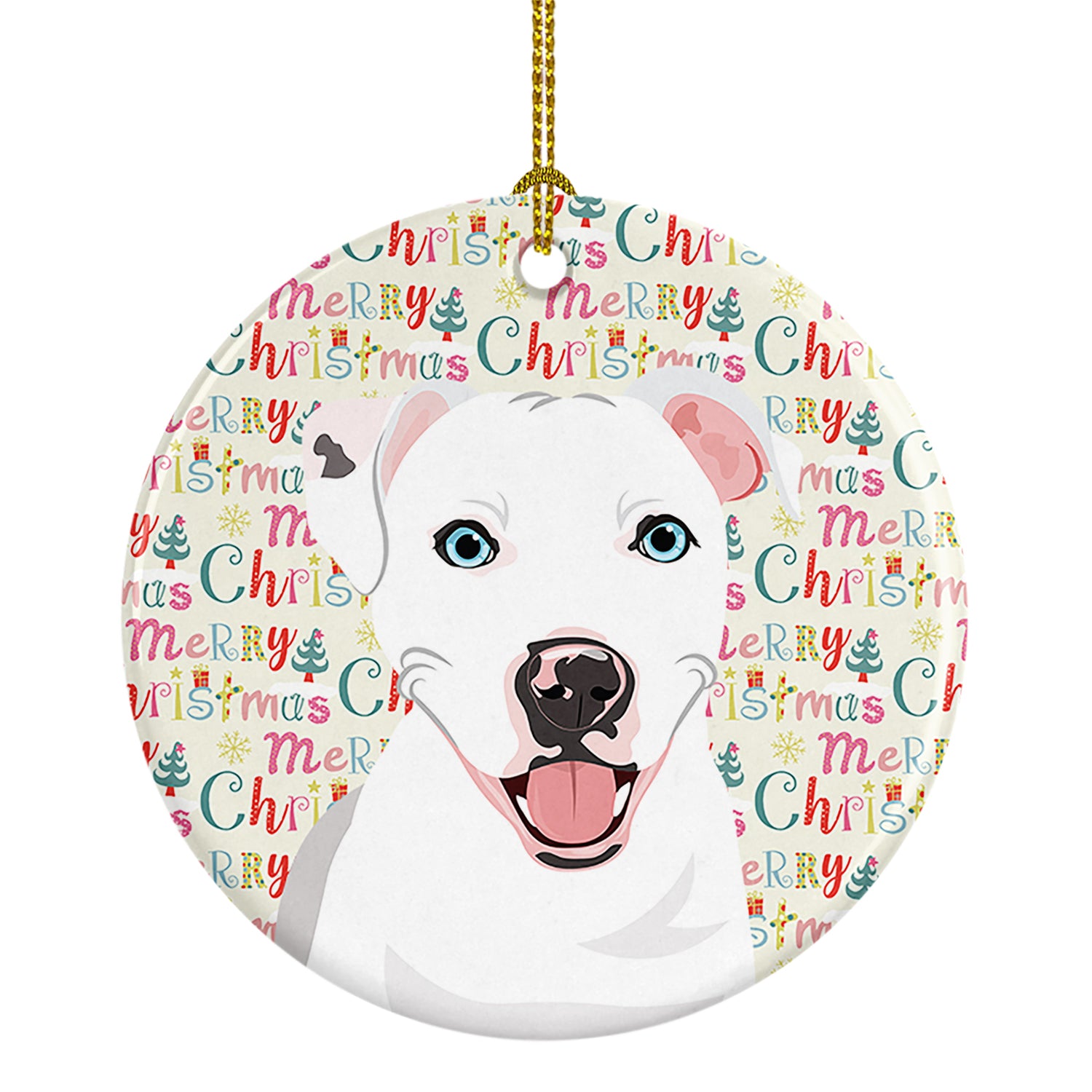 Buy this Pit Bull White #1 Christmas Ceramic Ornament