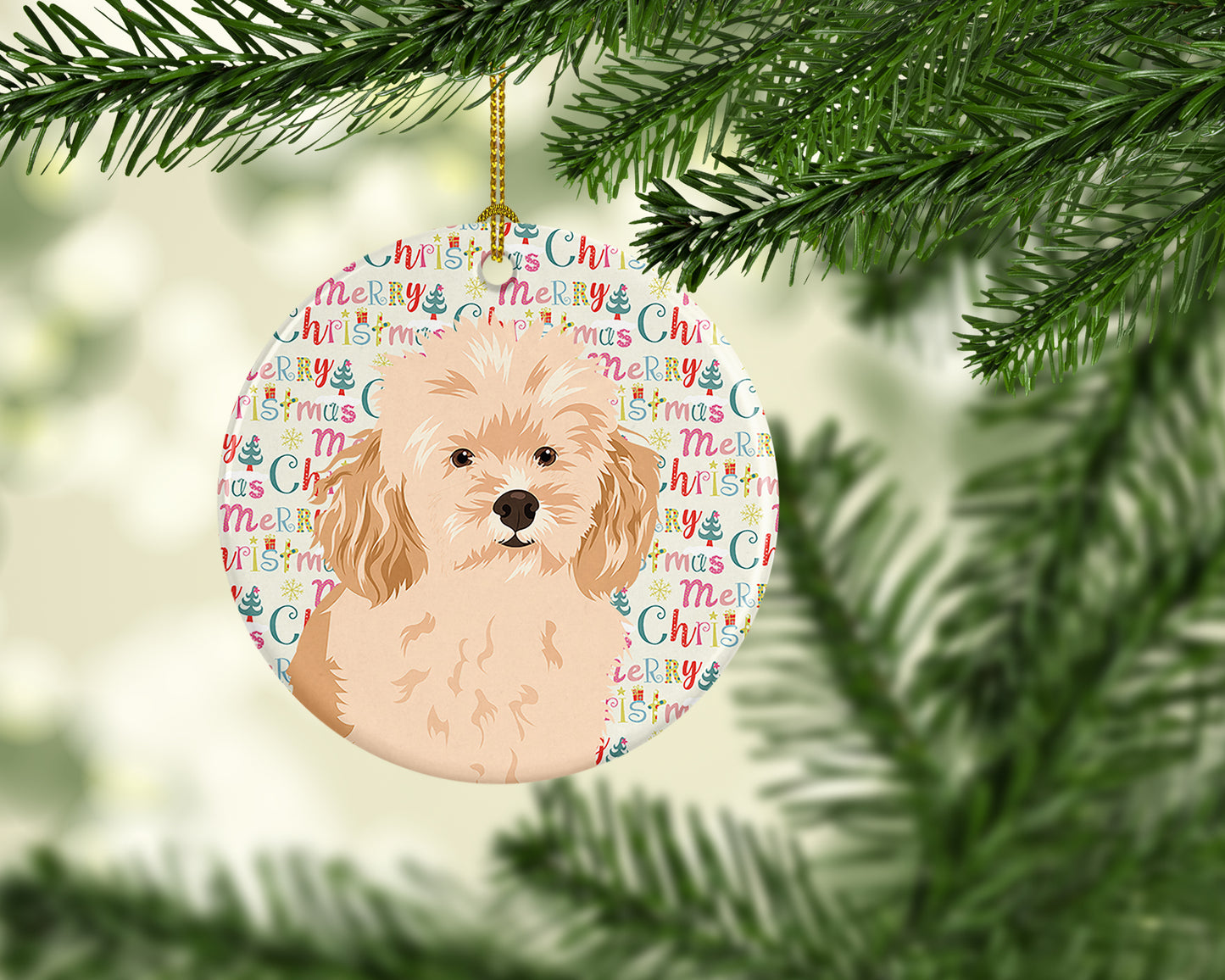 Poodle Toy Apricot #2 Christmas Ceramic Ornament