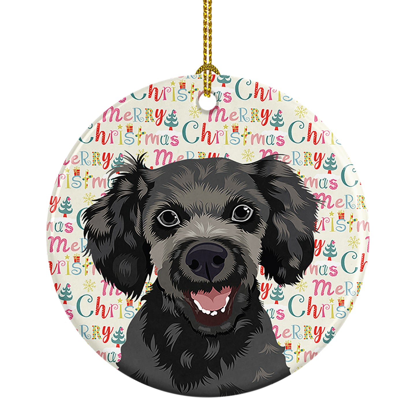 Buy this Poodle Toy Grey Christmas Ceramic Ornament