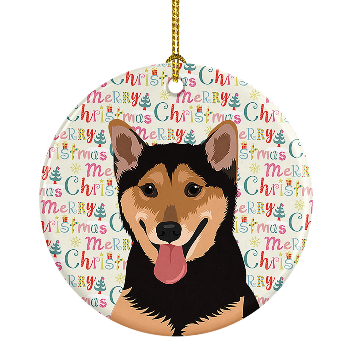 Buy this Shiba Inu Black and Tan Christmas Ceramic Ornament