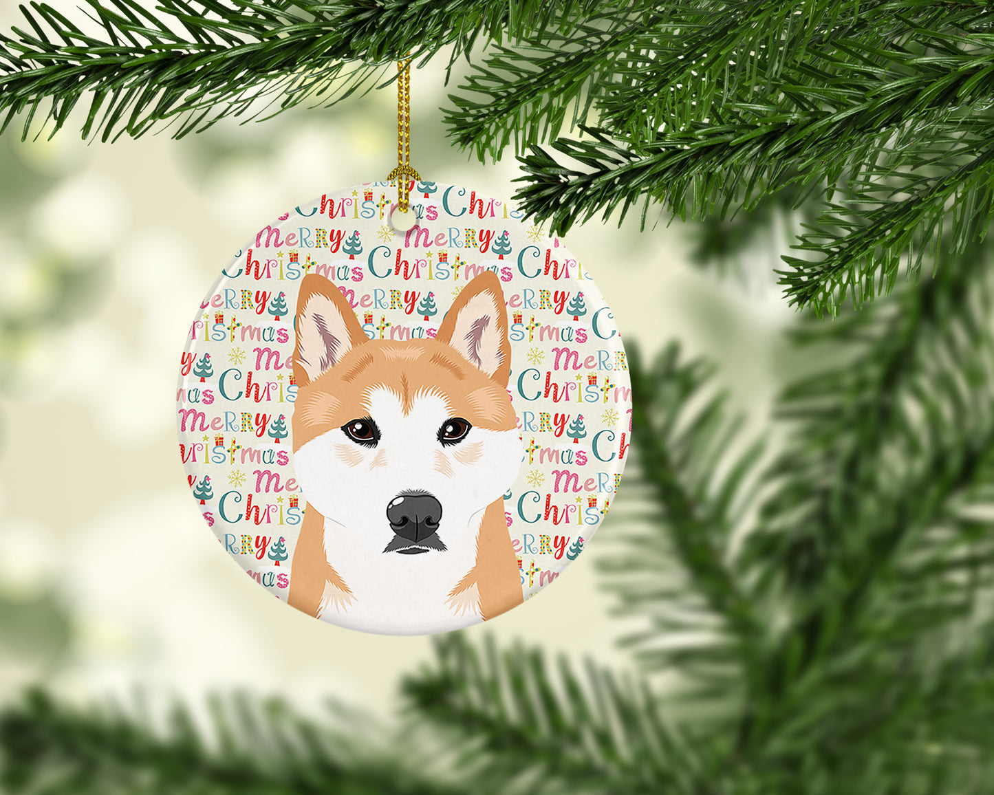 Shiba Inu Red #1 Christmas Ceramic Ornament