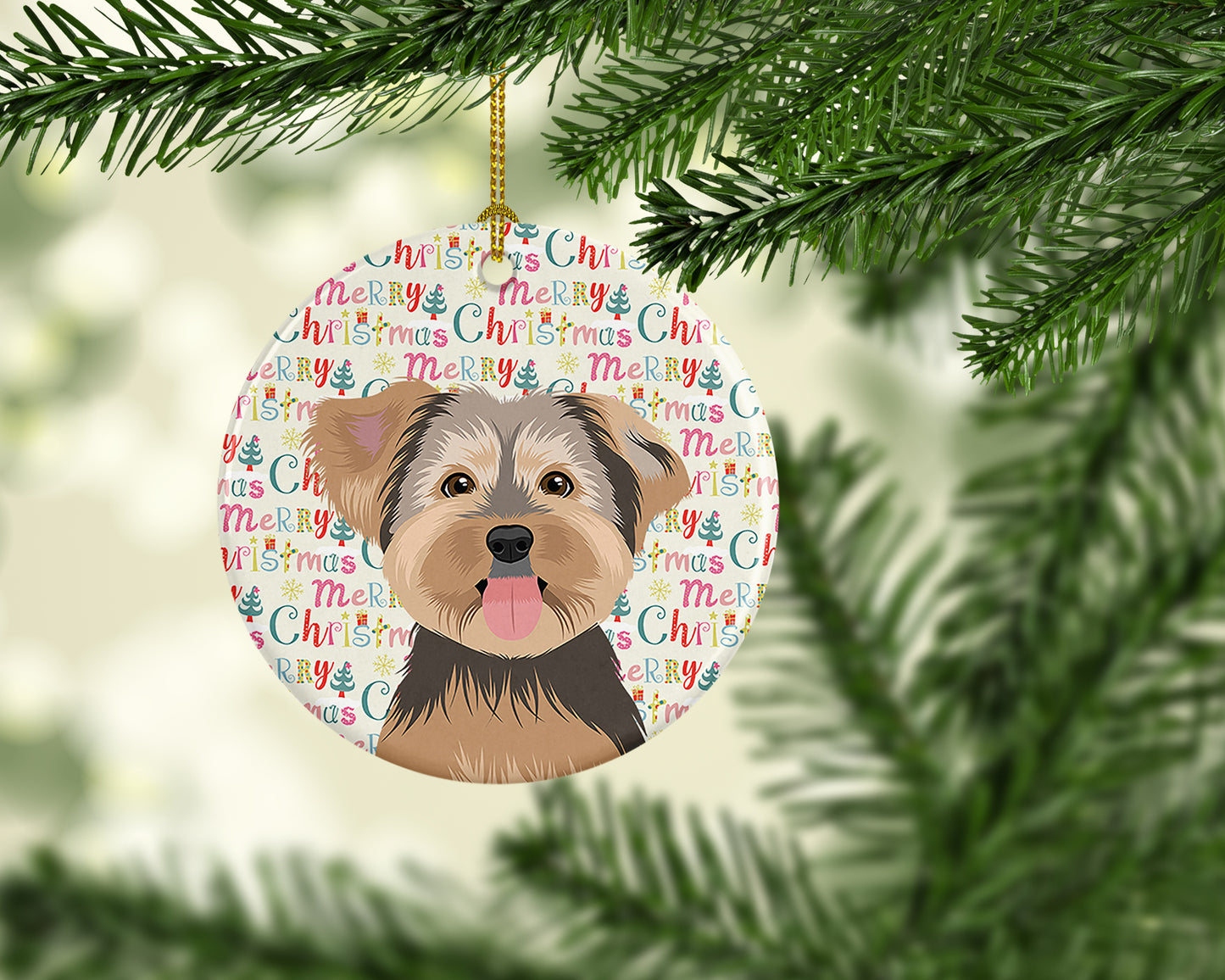 Yorkie Chocolate #2 Christmas Ceramic Ornament