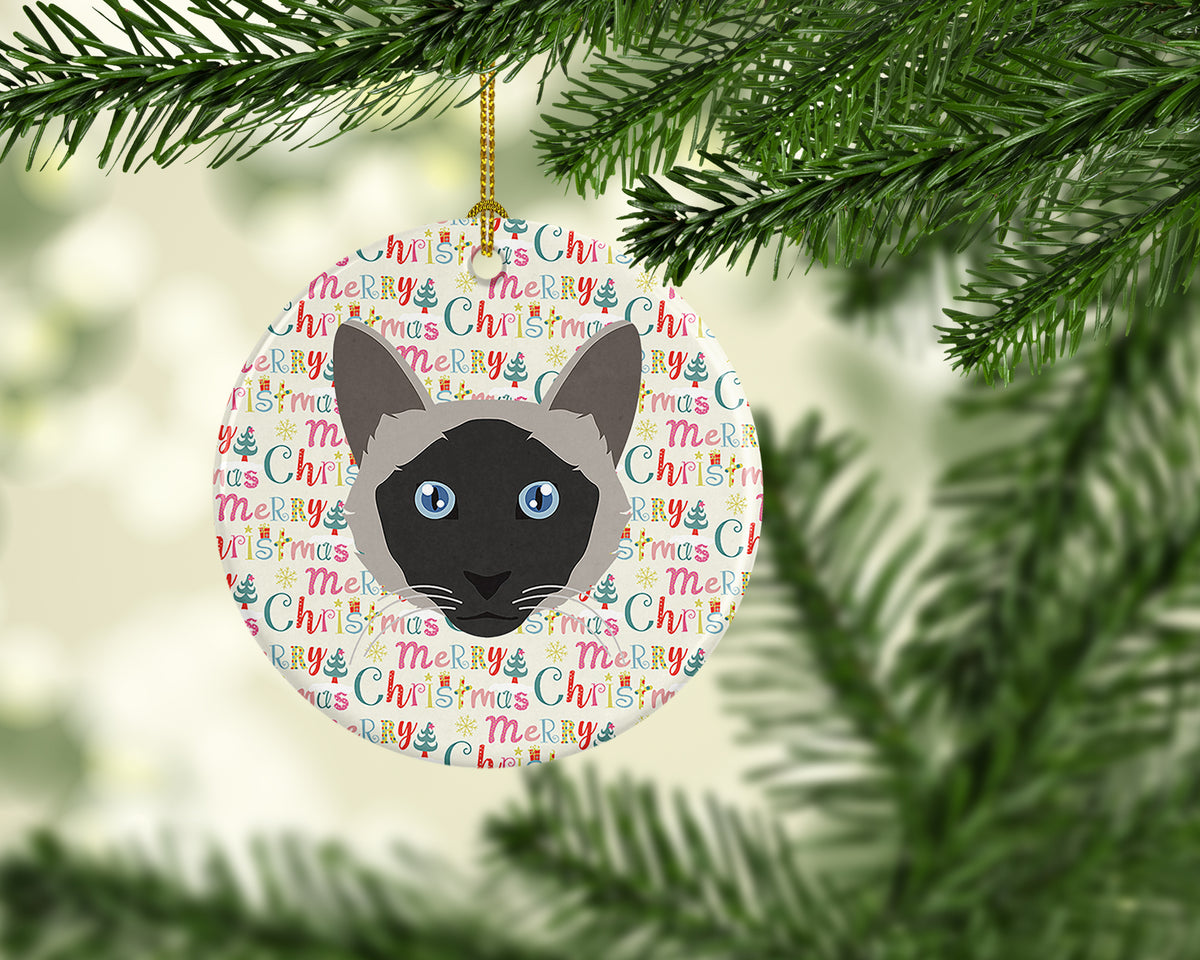 Balinese Cat Christmas Ceramic Ornament