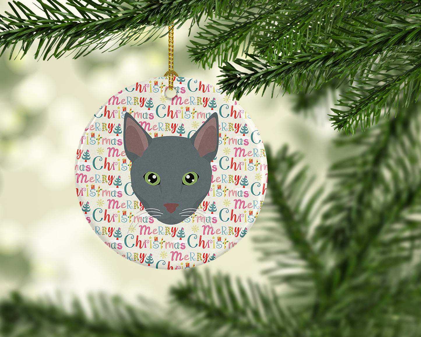 Raas Cat Christmas Ceramic Ornament