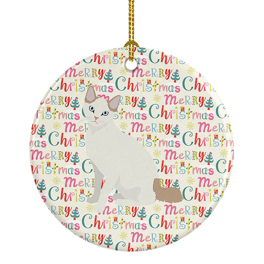 Buy this Korean Bobtail Cat Christmas Ceramic Ornament