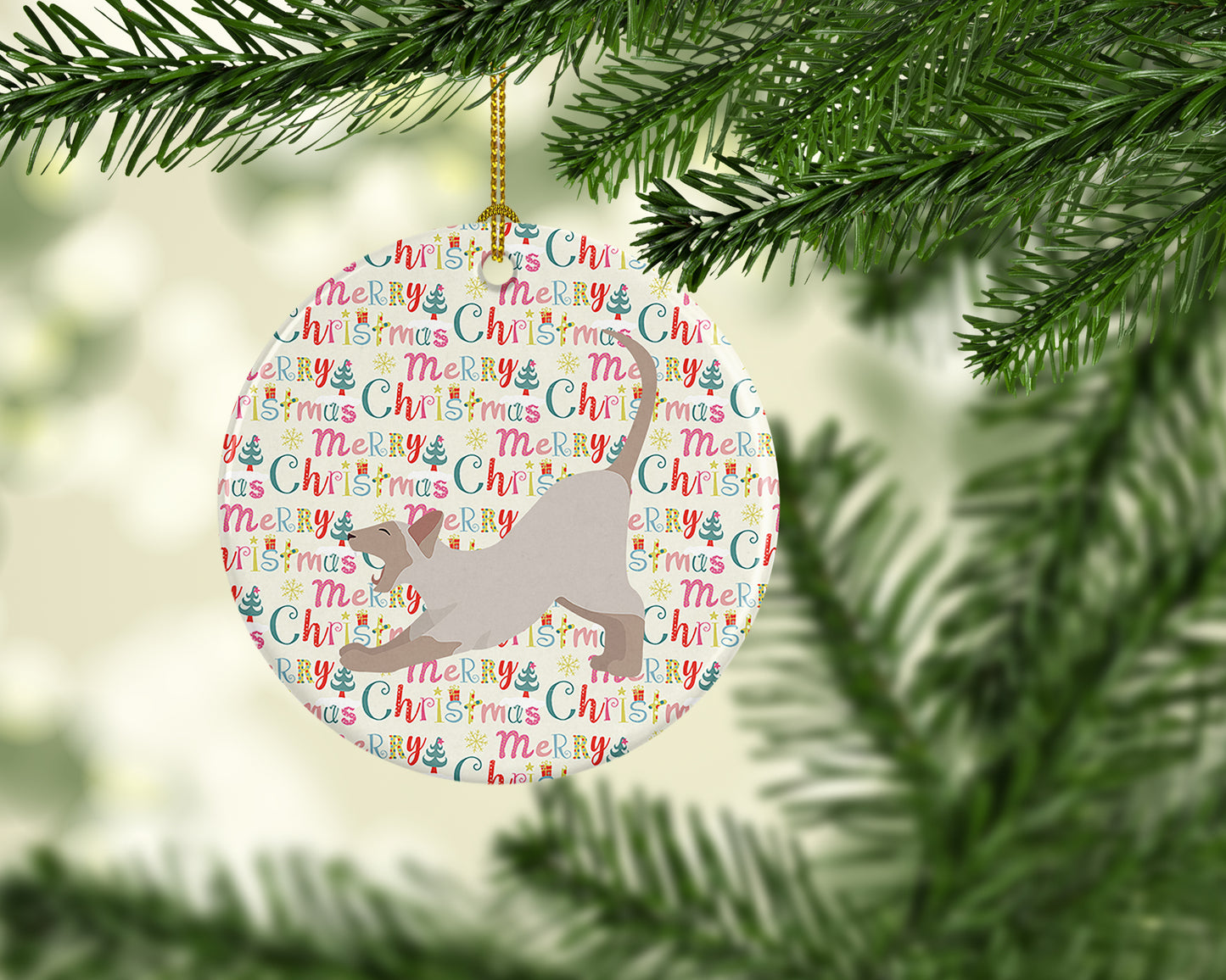 Thai Lilac Cat Christmas Ceramic Ornament
