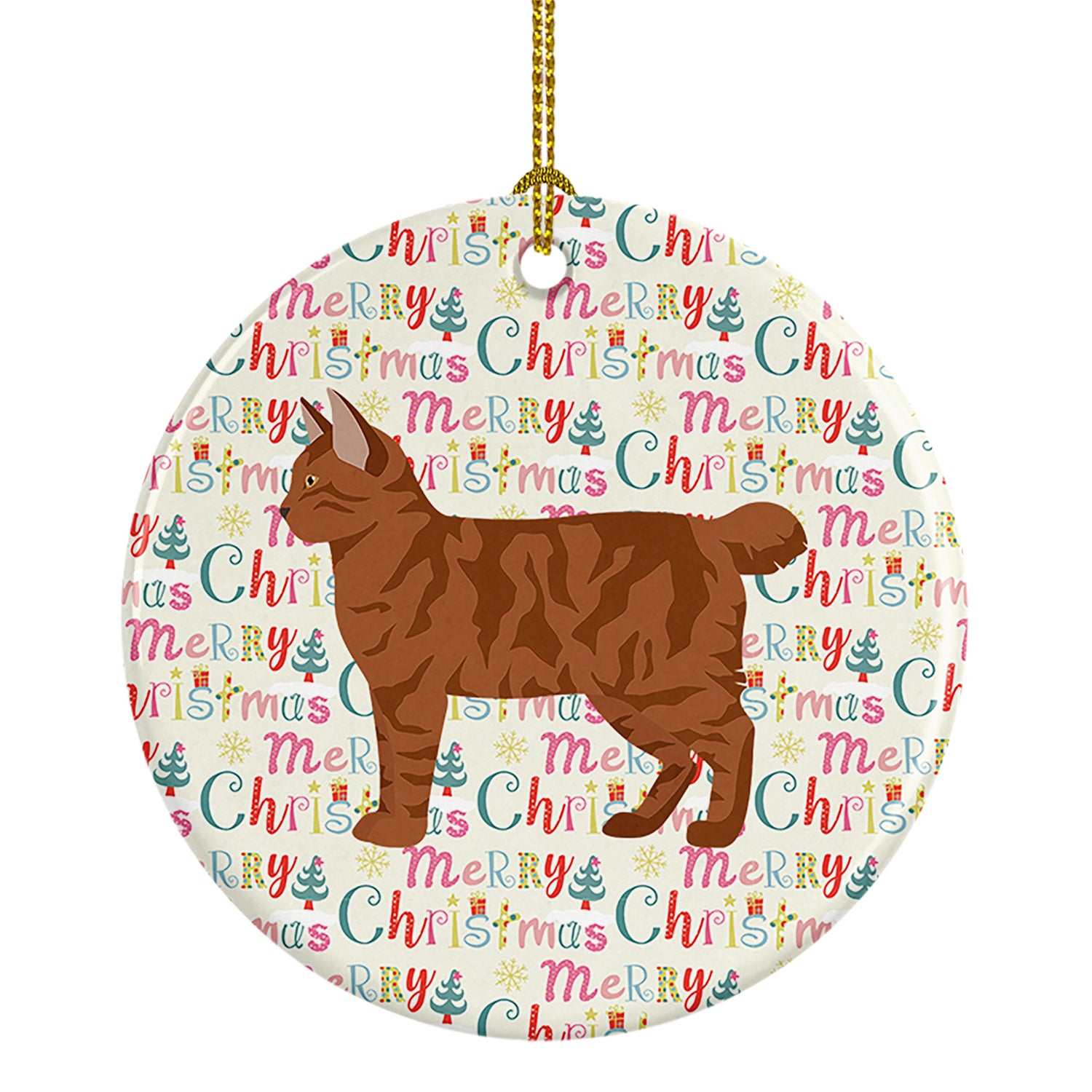 Buy this American Bobtail #2 Cat Christmas Ceramic Ornament