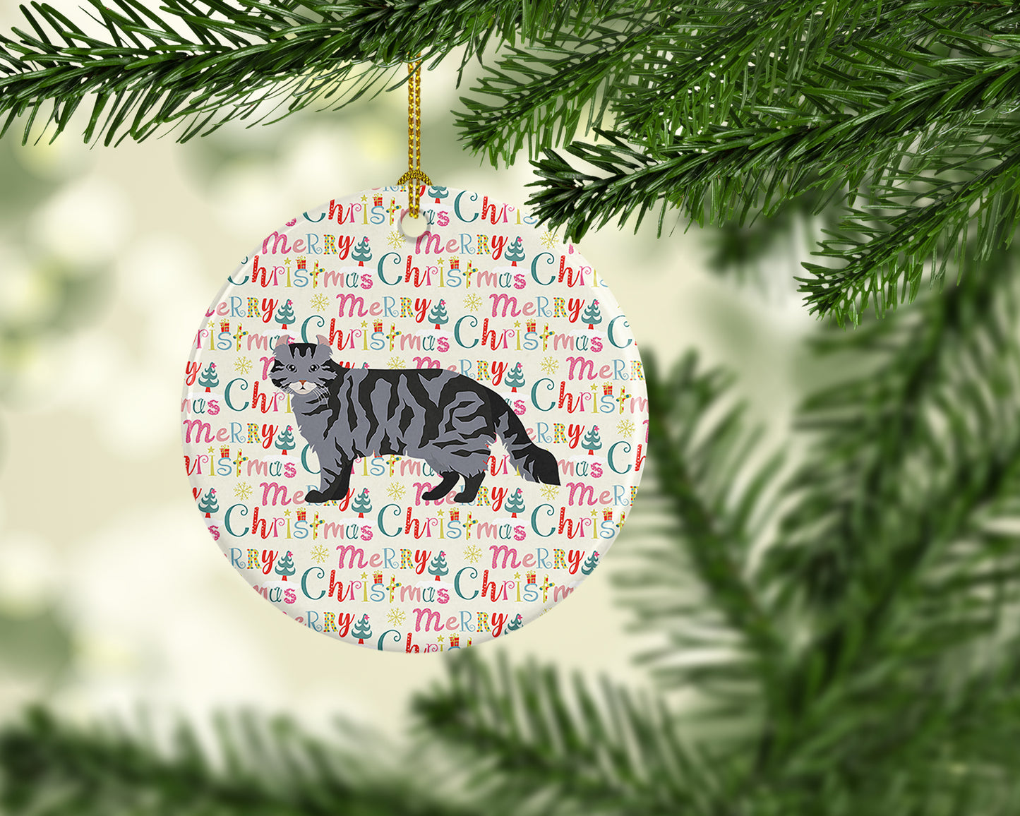 American Curl #1 Cat Christmas Ceramic Ornament