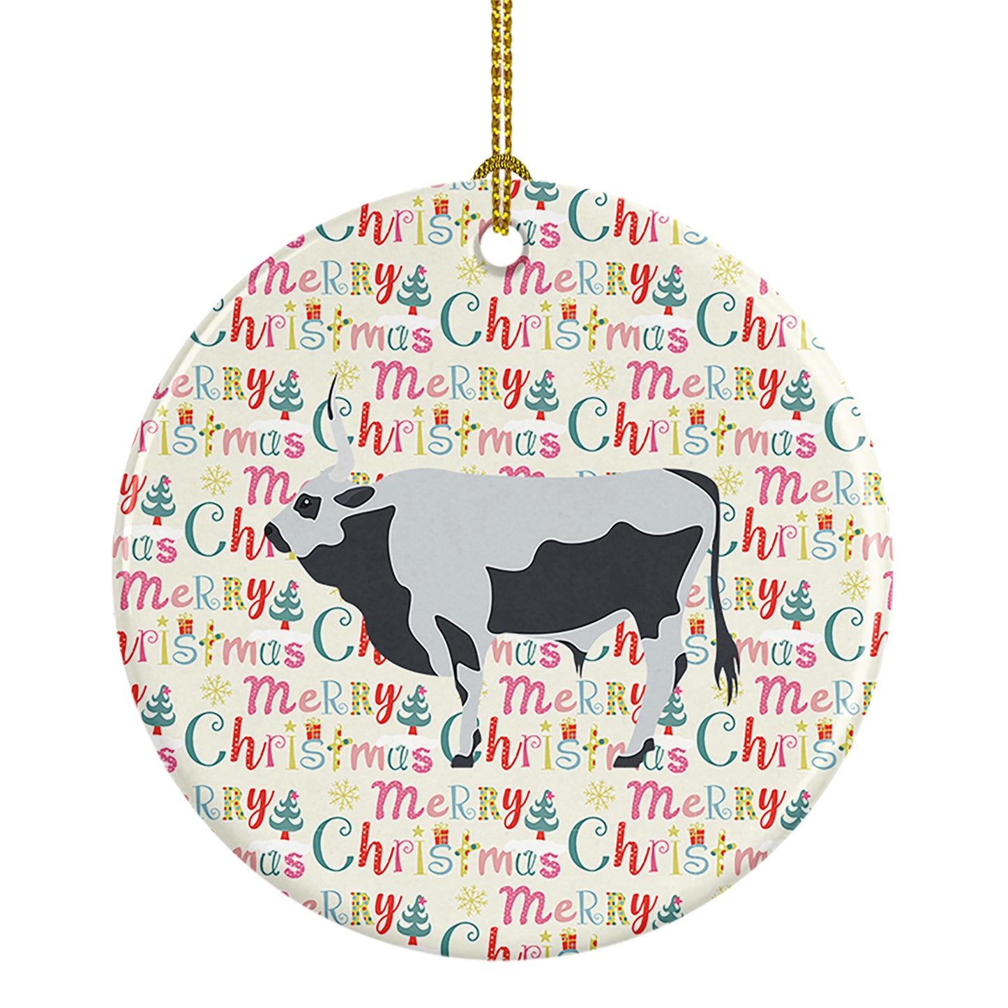 Buy this Hungarian Grey Steppe Cow Christmas Ceramic Ornament