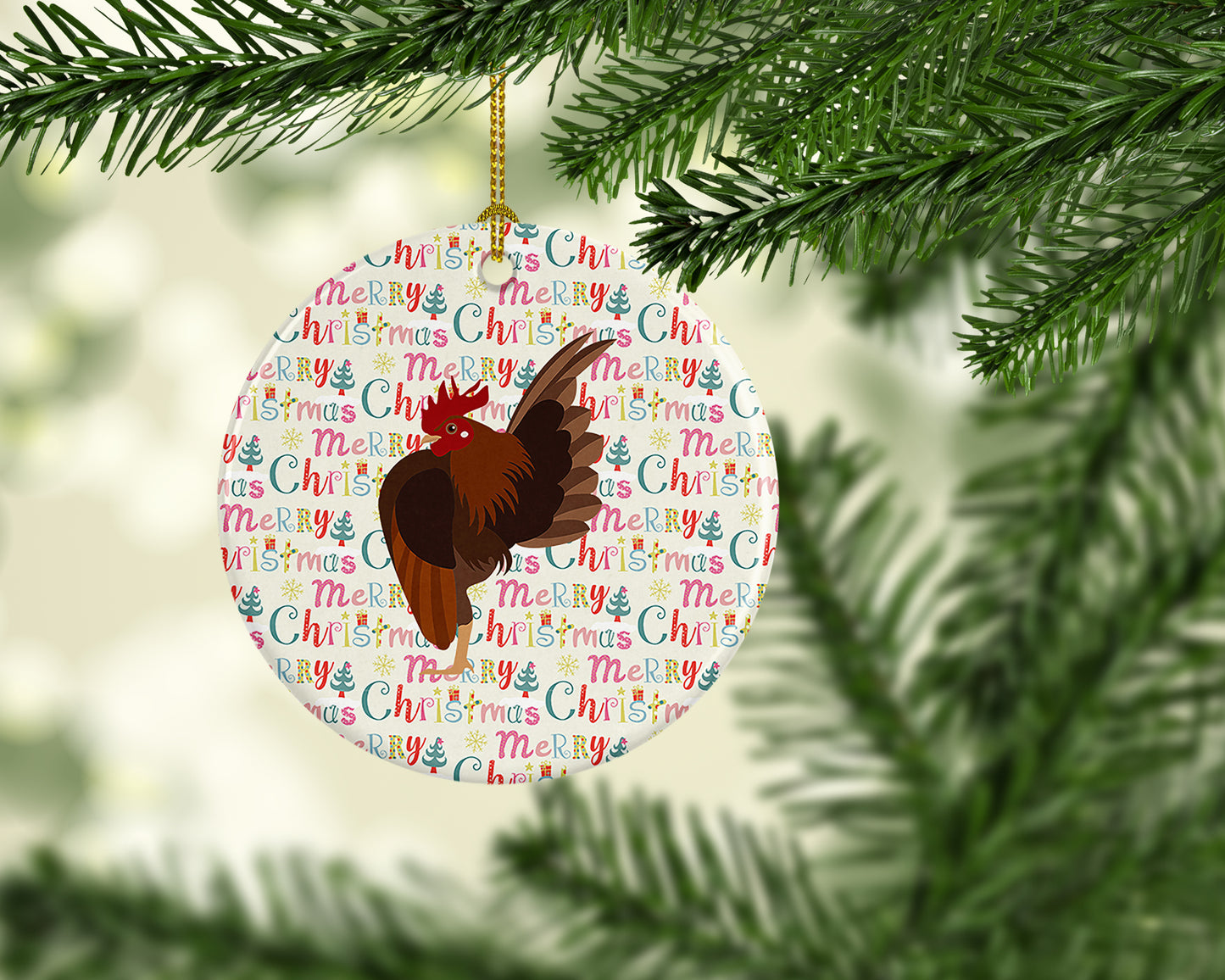 Malaysian Serama Chicken Christmas Ceramic Ornament