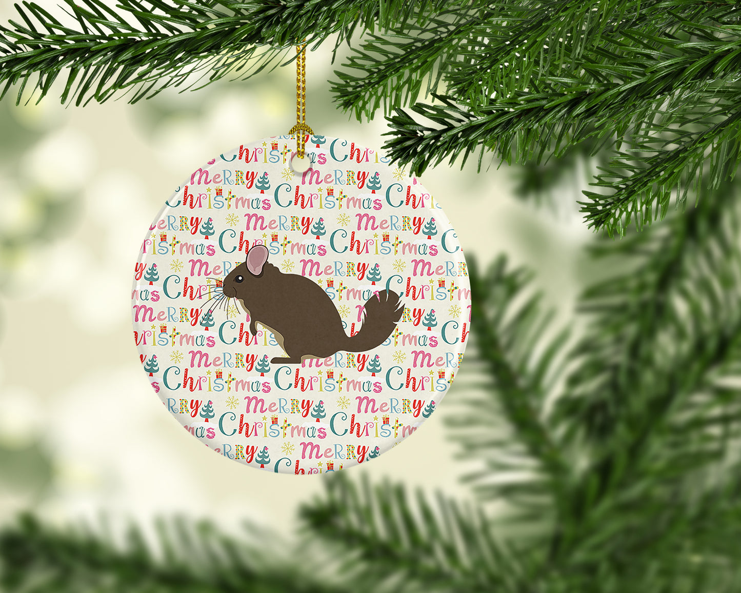 Chinchilla Christmas Ceramic Ornament