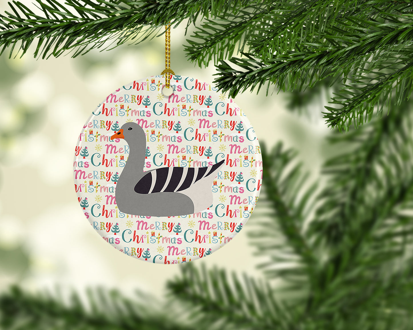 Pilgrim Goose Christmas Ceramic Ornament