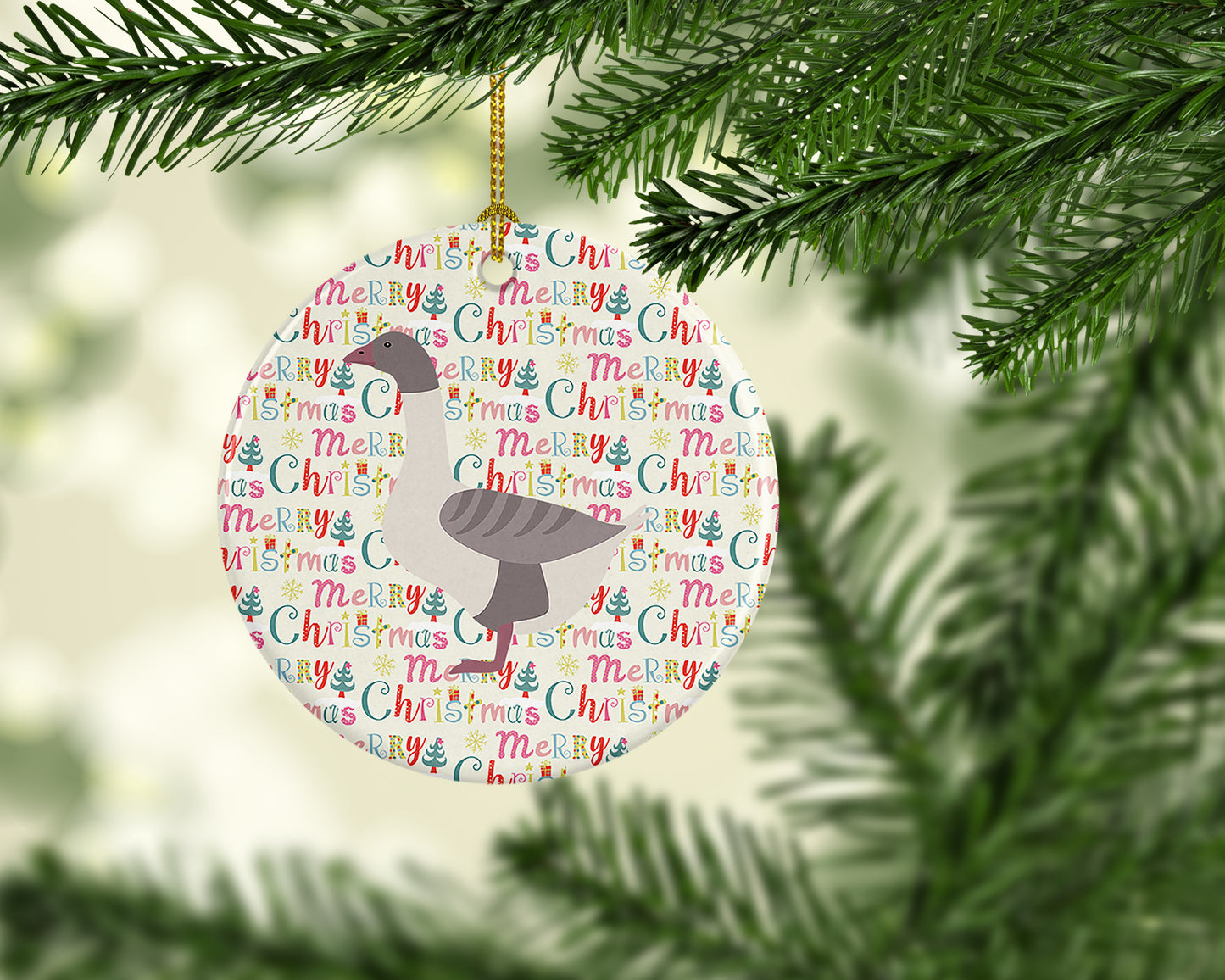 Buff Grey Back Goose Christmas Ceramic Ornament