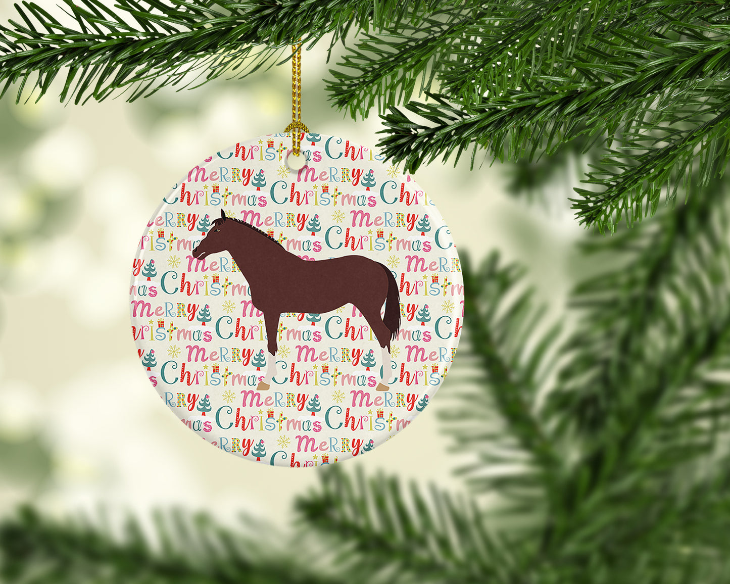 English Thoroughbred Horse Christmas Ceramic Ornament