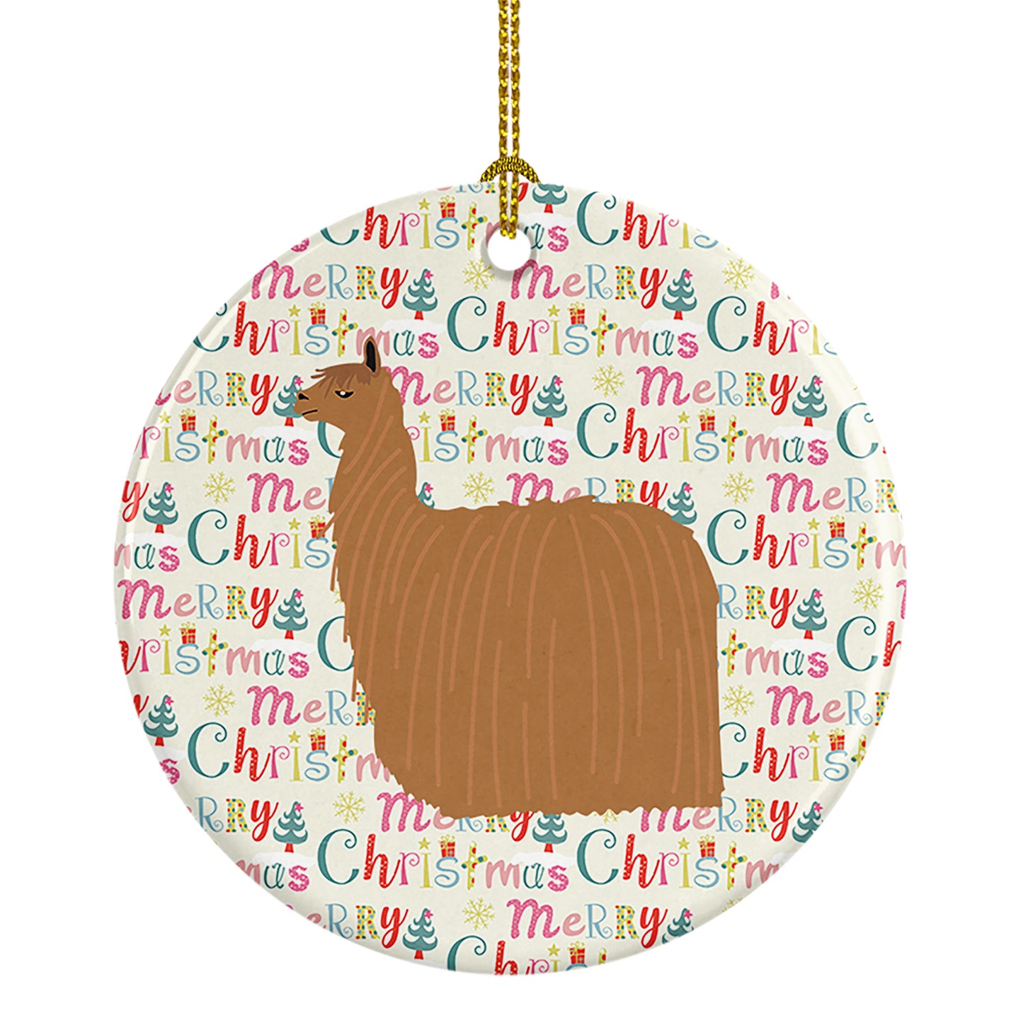Buy this Alpaca Suri Christmas Ceramic Ornament
