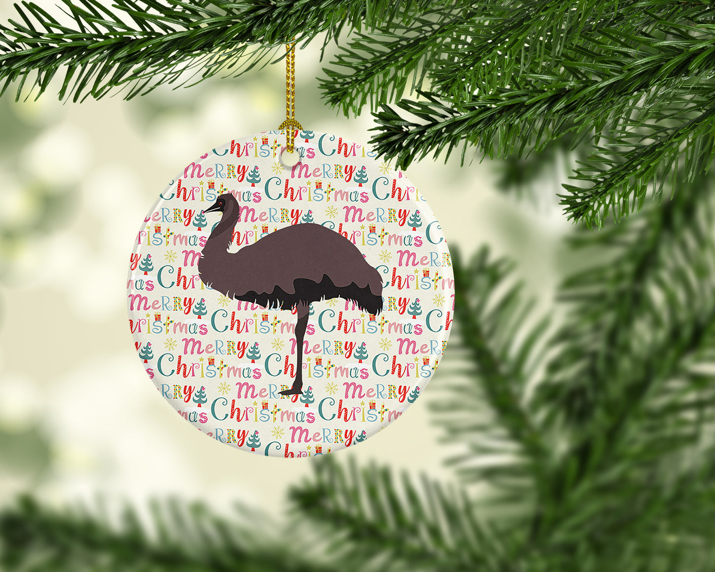 Emu Christmas Ceramic Ornament